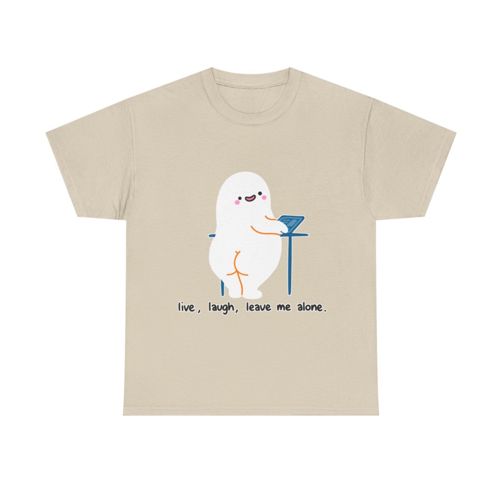 T-Shirt with Live, Laugh, Leave Me Alone Ghost Graphic