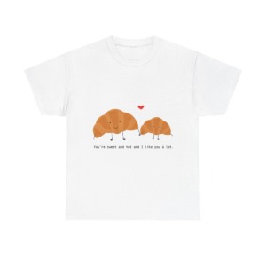 T-Shirt: Croissant Couple 'Sweet & Hot' Graphic Tee