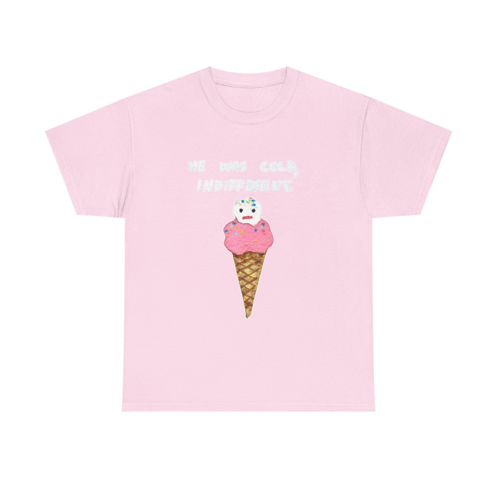 T-Shirt with Cold, Indifferent Ice Cream Graphic
