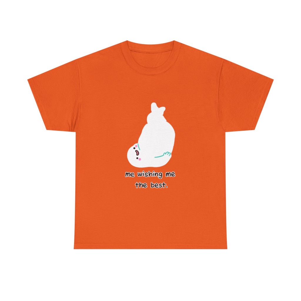 White T-Shirt: 'Wishing Me The Best' Cartoon Ghost Print