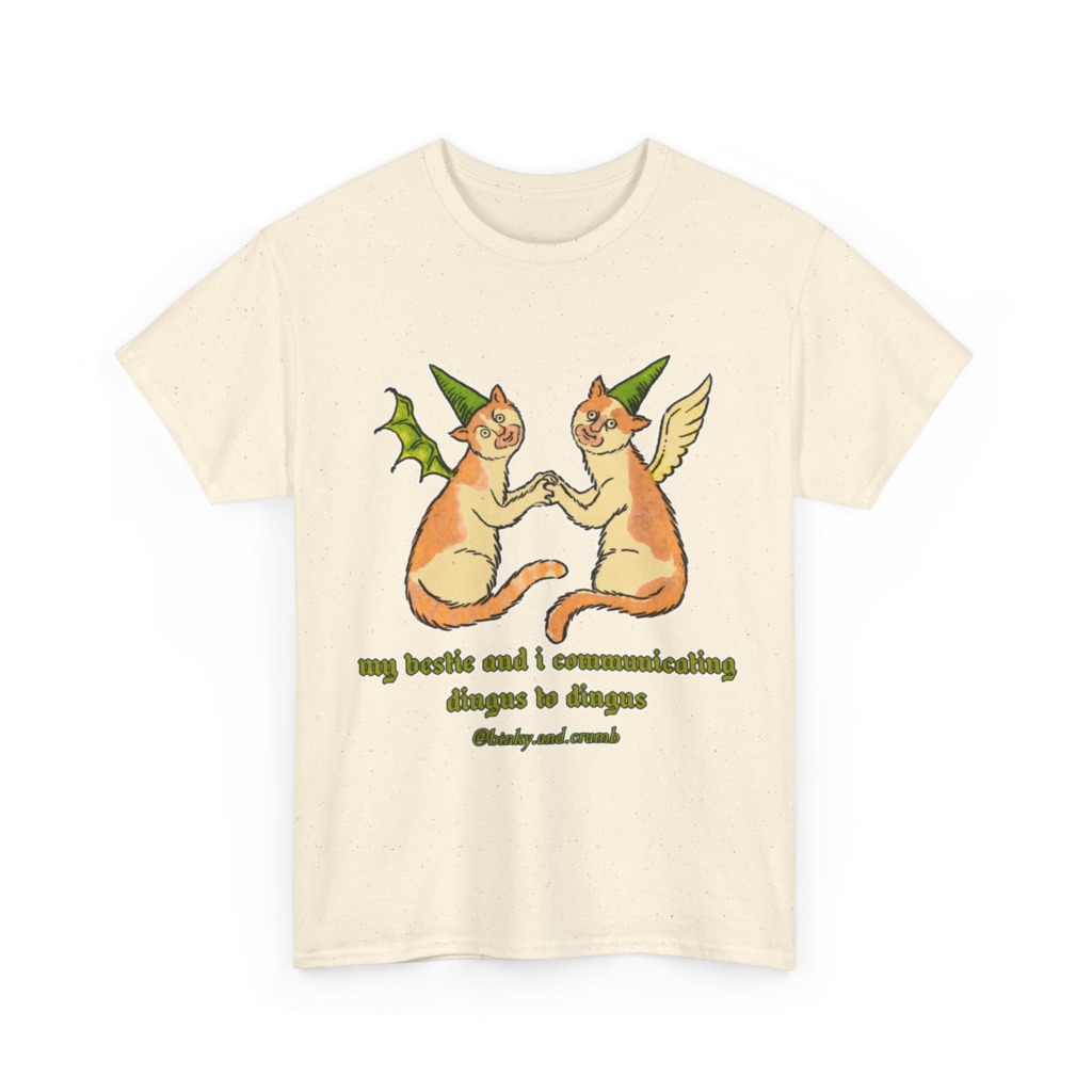 T-Shirt: Medieval Cat Besties 'Dingus to Dingus' Graphic