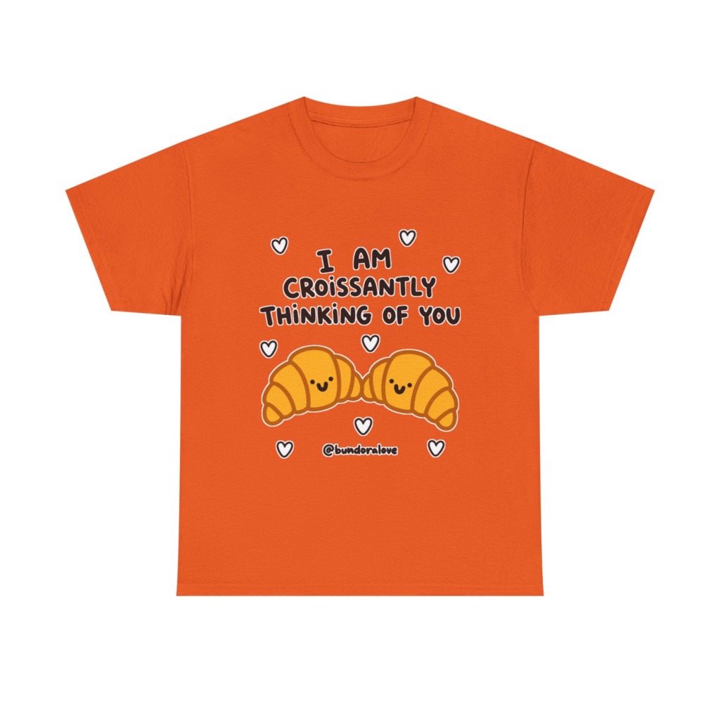 White T-Shirt: Croissantly Thinking Of You Graphic Print