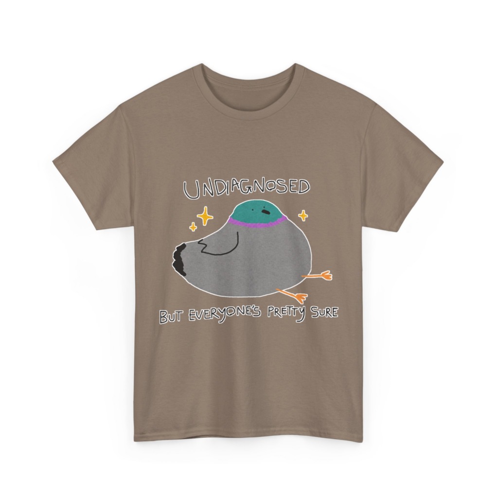 T-Shirt with Pigeon 'Undiagnosed' Graphic