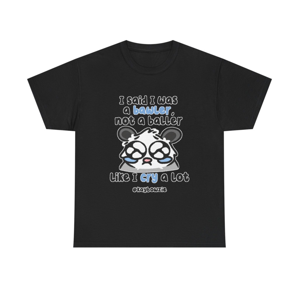 T-Shirt with Crying Animal 'Bawler Not Baller' Graphic