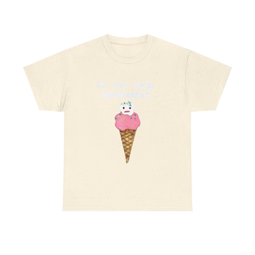 T-Shirt with Cold, Indifferent Ice Cream Graphic