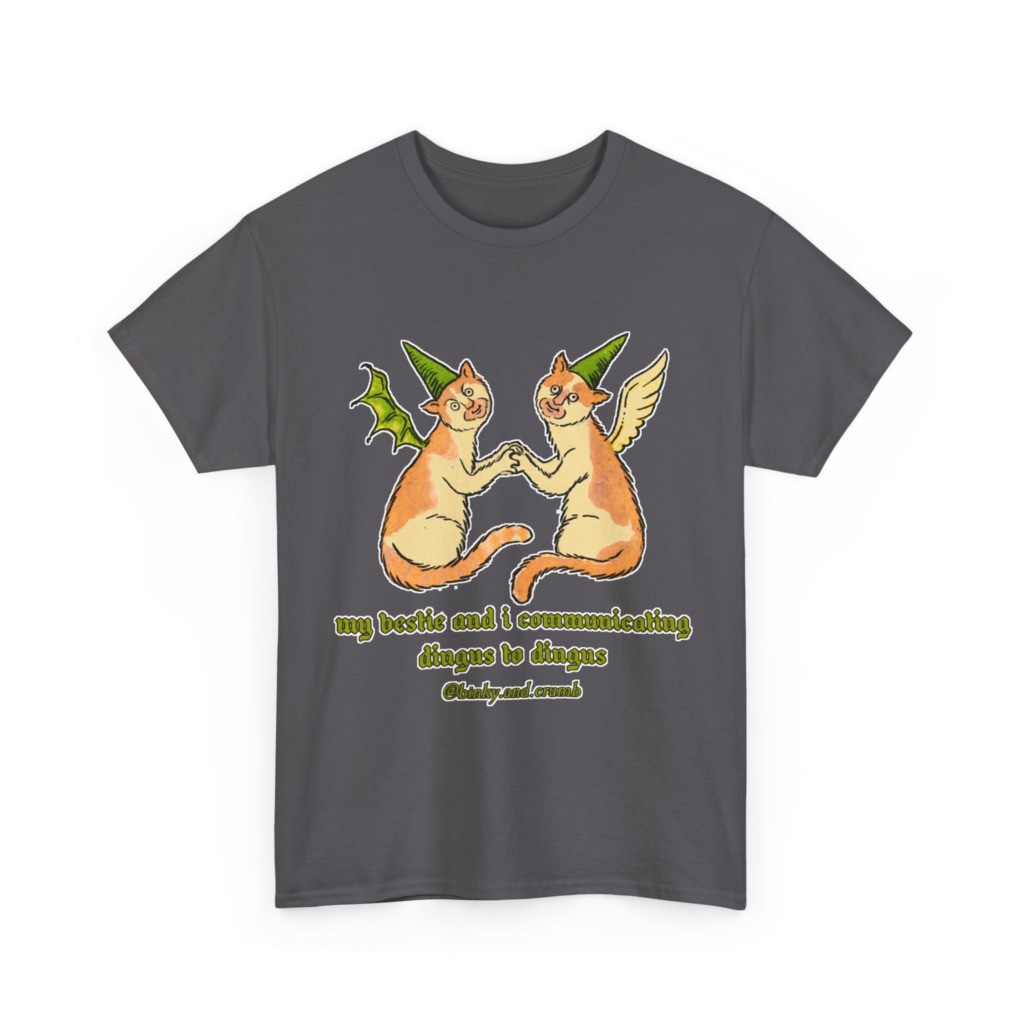 T-Shirt: Medieval Cat Besties 'Dingus to Dingus' Graphic