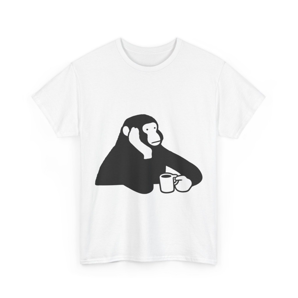 T-Shirt: Chimp with Coffee Mug Graphic