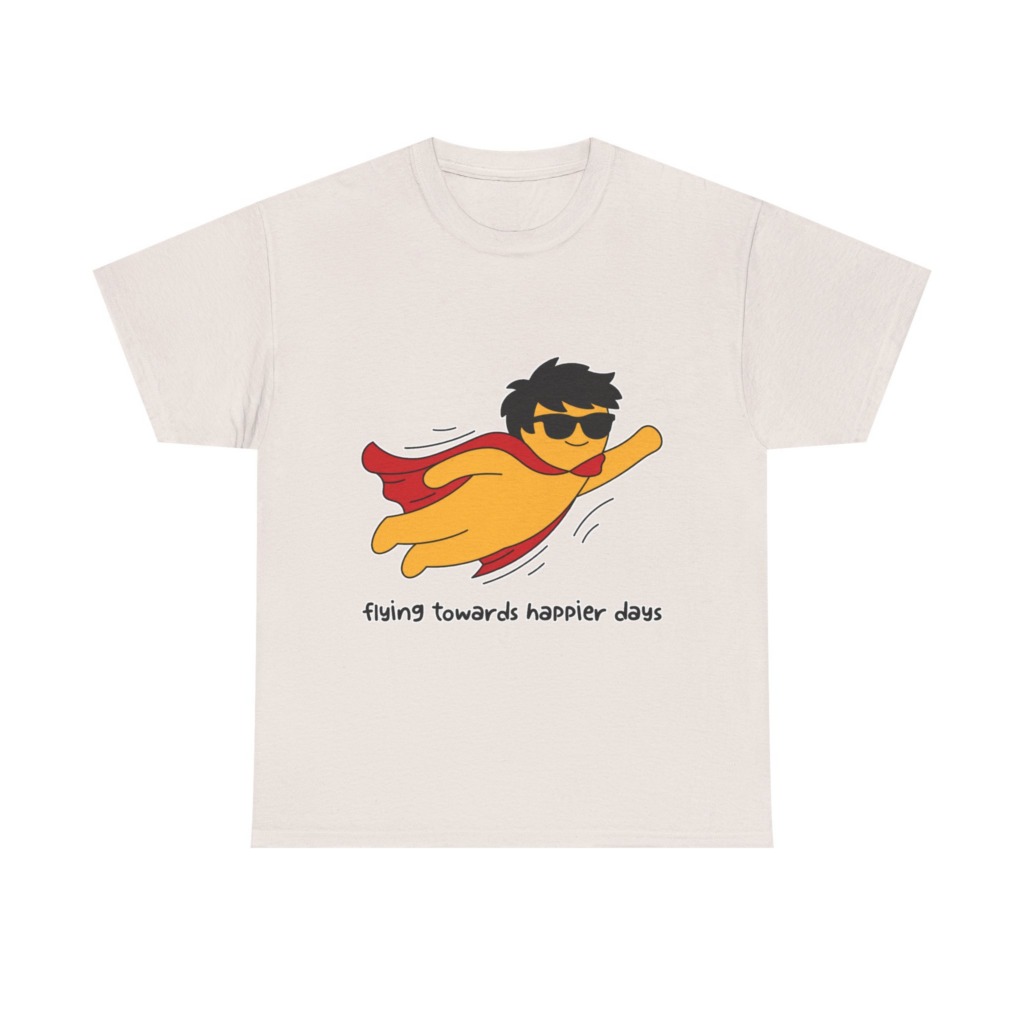 T-Shirt: Flying Hero 'Happier Days' Graphic Print