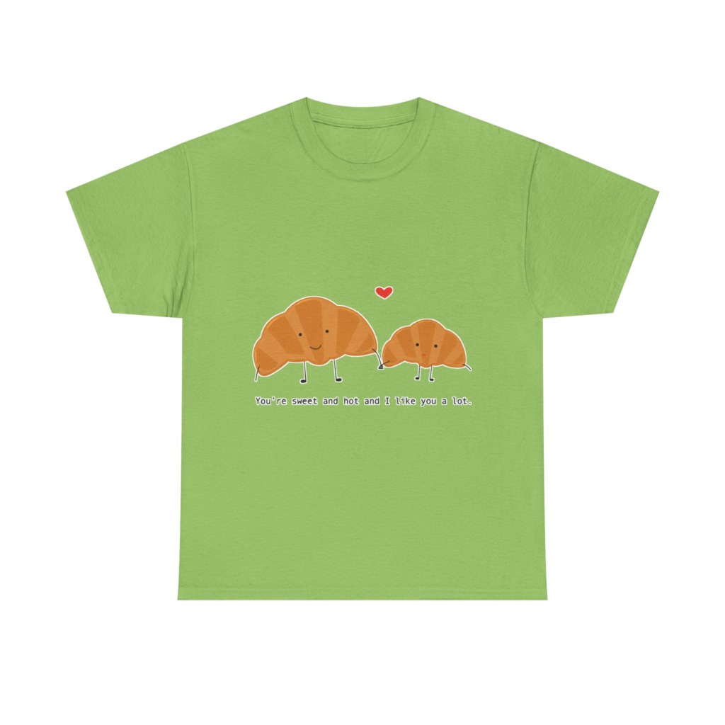T-Shirt: Croissant Couple 'Sweet & Hot' Graphic Tee