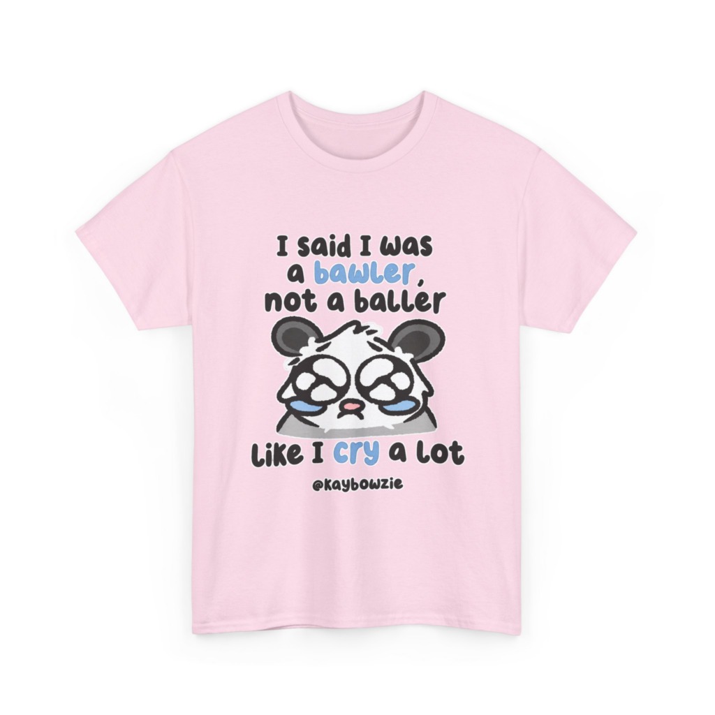T-Shirt with Crying Animal 'Bawler Not Baller' Graphic