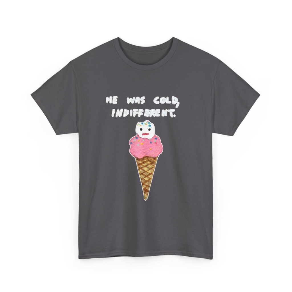 T-Shirt with Cold, Indifferent Ice Cream Graphic