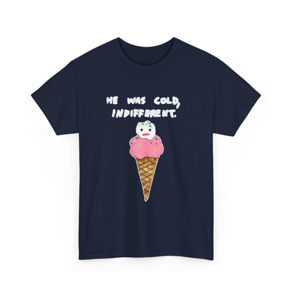 T-Shirt with Cold, Indifferent Ice Cream Graphic