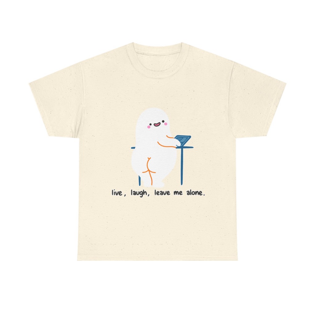 T-Shirt with Live, Laugh, Leave Me Alone Ghost Graphic