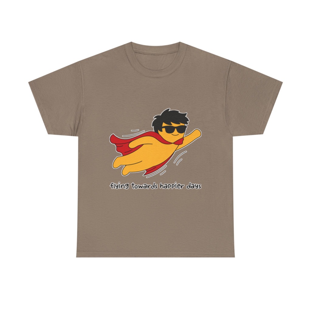 T-Shirt: Flying Hero 'Happier Days' Graphic Print