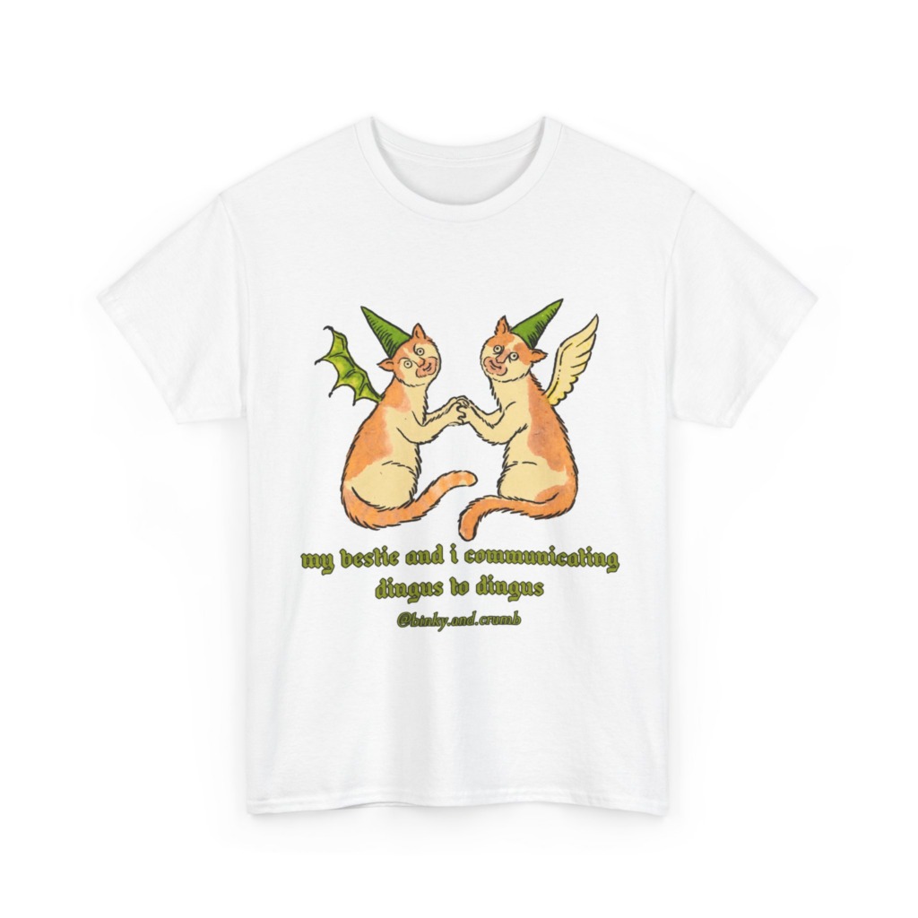 T-Shirt: Medieval Cat Besties 'Dingus to Dingus' Graphic
