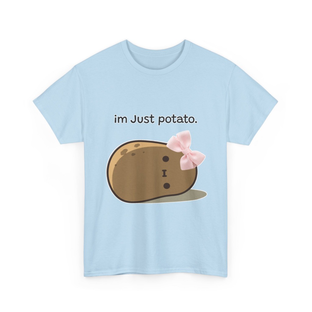 White 'im Just potato.' Pink Bow Potato Tee