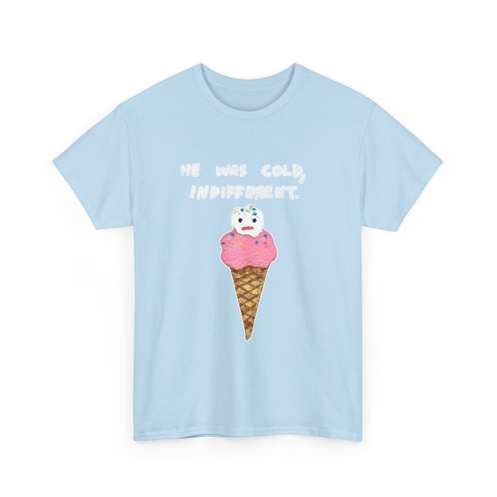 T-Shirt with Cold, Indifferent Ice Cream Graphic