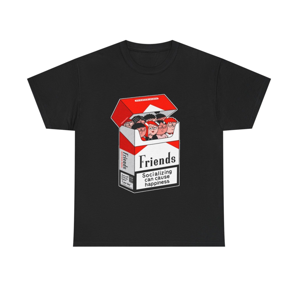 Graphic Tee: Friends Socializing Cigarette Pack