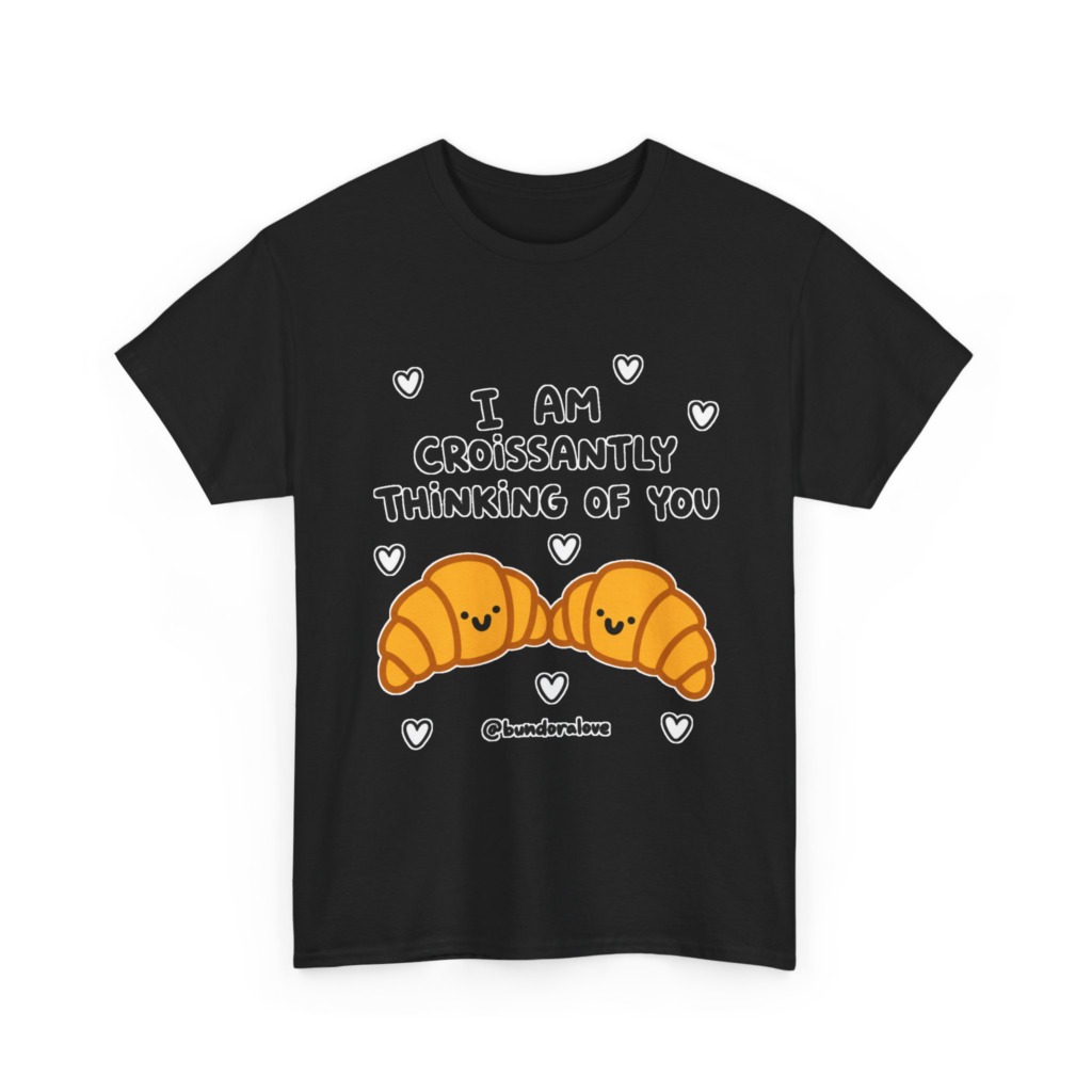 White T-Shirt: Croissantly Thinking Of You Graphic Print