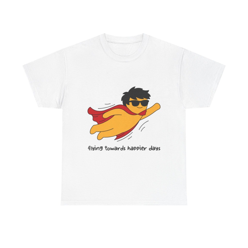 T-Shirt: Flying Hero 'Happier Days' Graphic Print