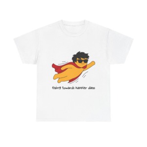 T-Shirt: Flying Hero 'Happier Days' Graphic Print