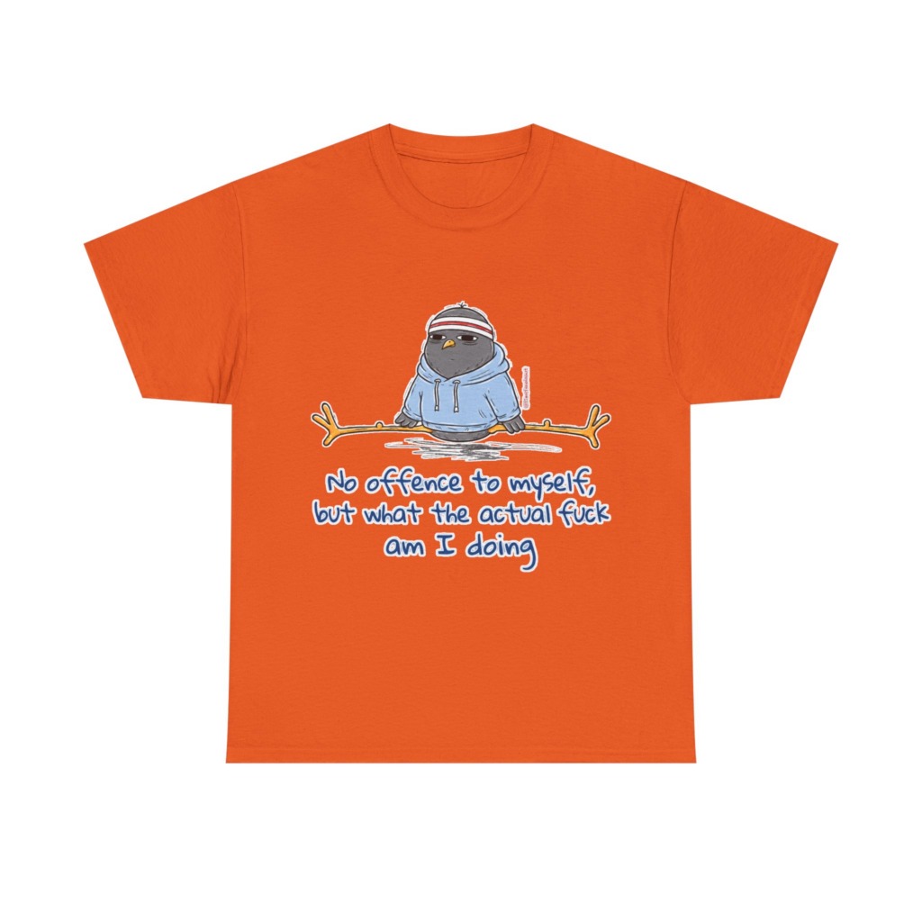 T-Shirt: 'What Am I Doing?' Pigeon Graphic Print