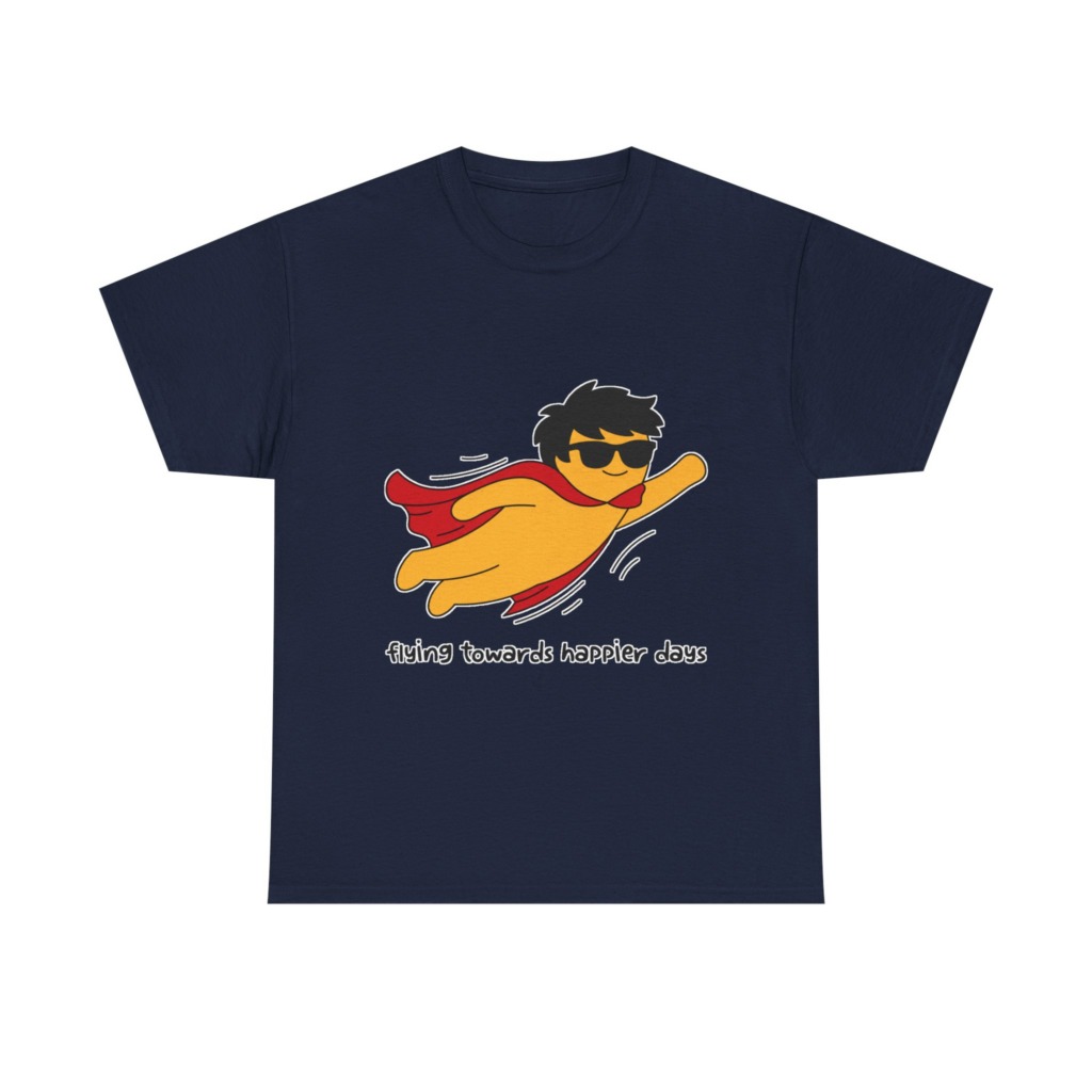 T-Shirt: Flying Hero 'Happier Days' Graphic Print