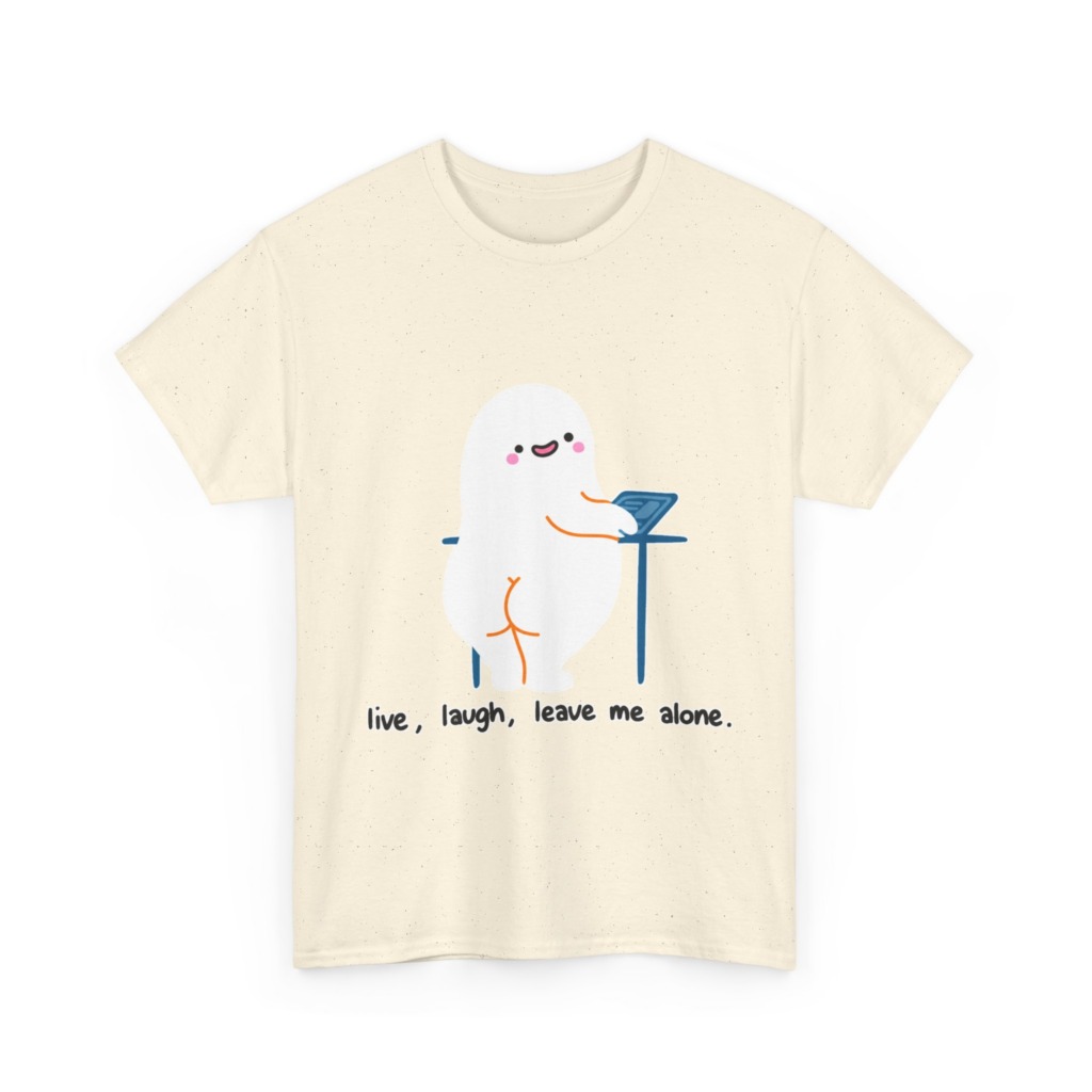 T-Shirt with Live, Laugh, Leave Me Alone Ghost Graphic