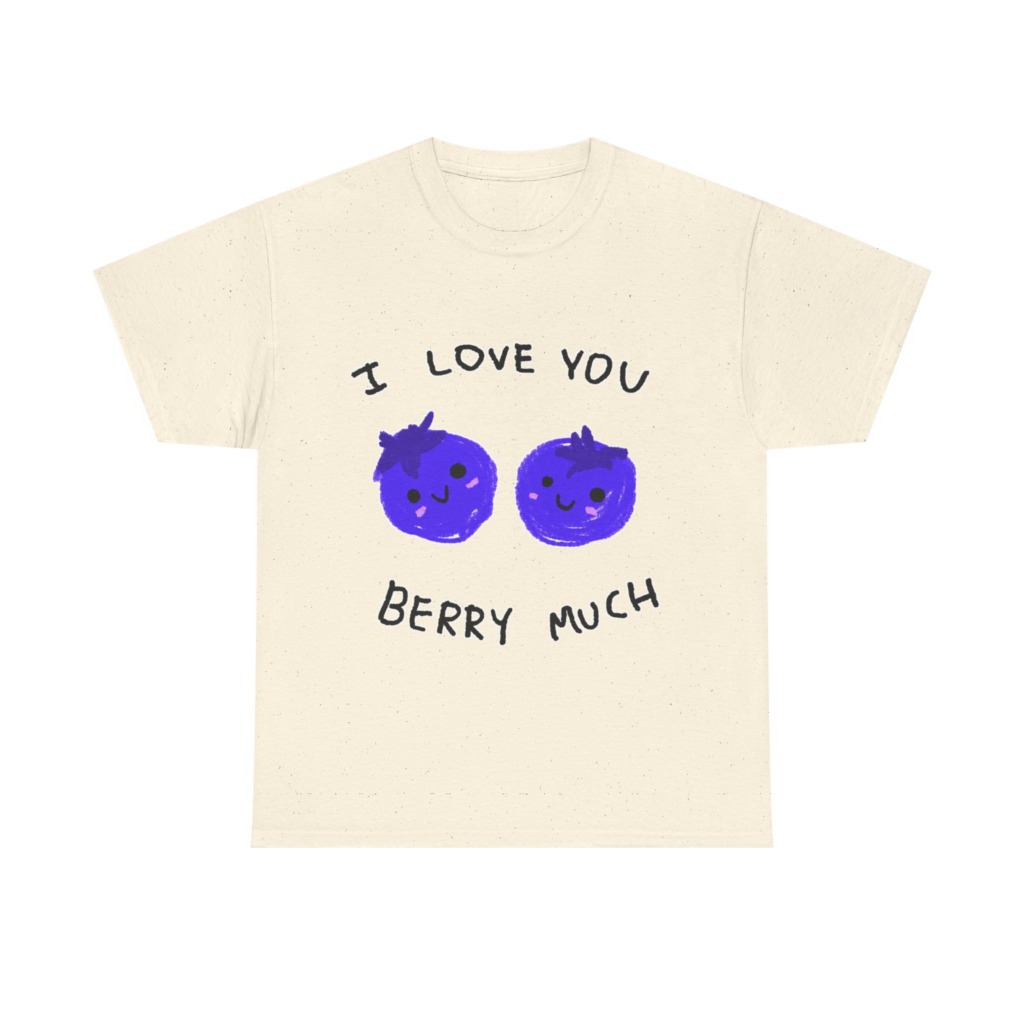 T-Shirt: Kawaii Blueberries 'I Love You Berry Much'