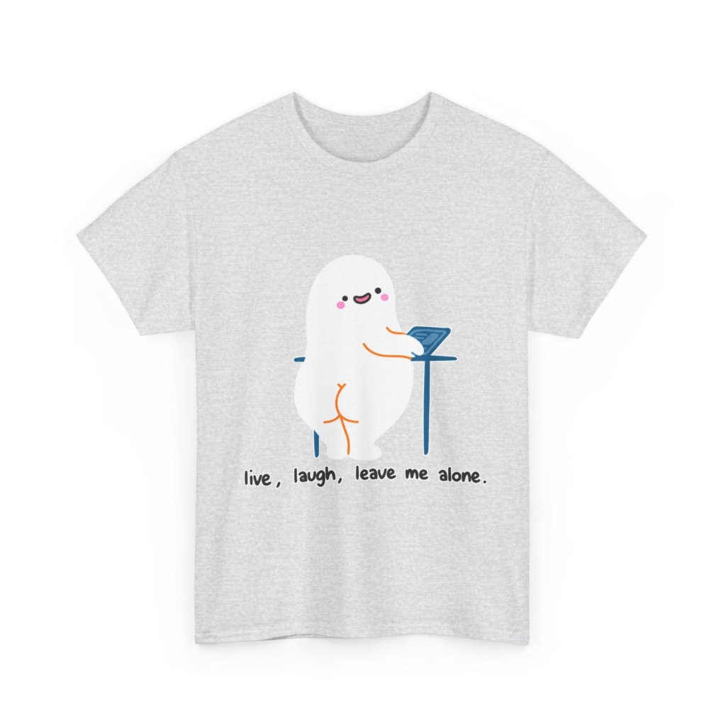 T-Shirt with Live, Laugh, Leave Me Alone Ghost Graphic