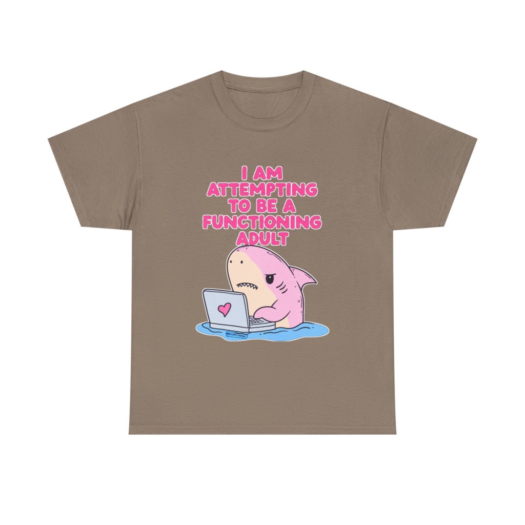 "Functioning Adult" Shark Laptop Graphic Tee