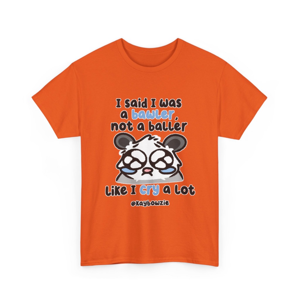T-Shirt with Crying Animal 'Bawler Not Baller' Graphic