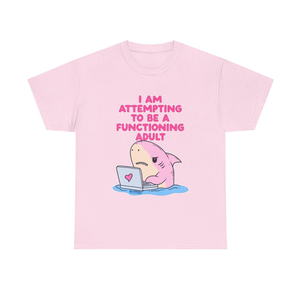 "Functioning Adult" Shark Laptop Graphic Tee