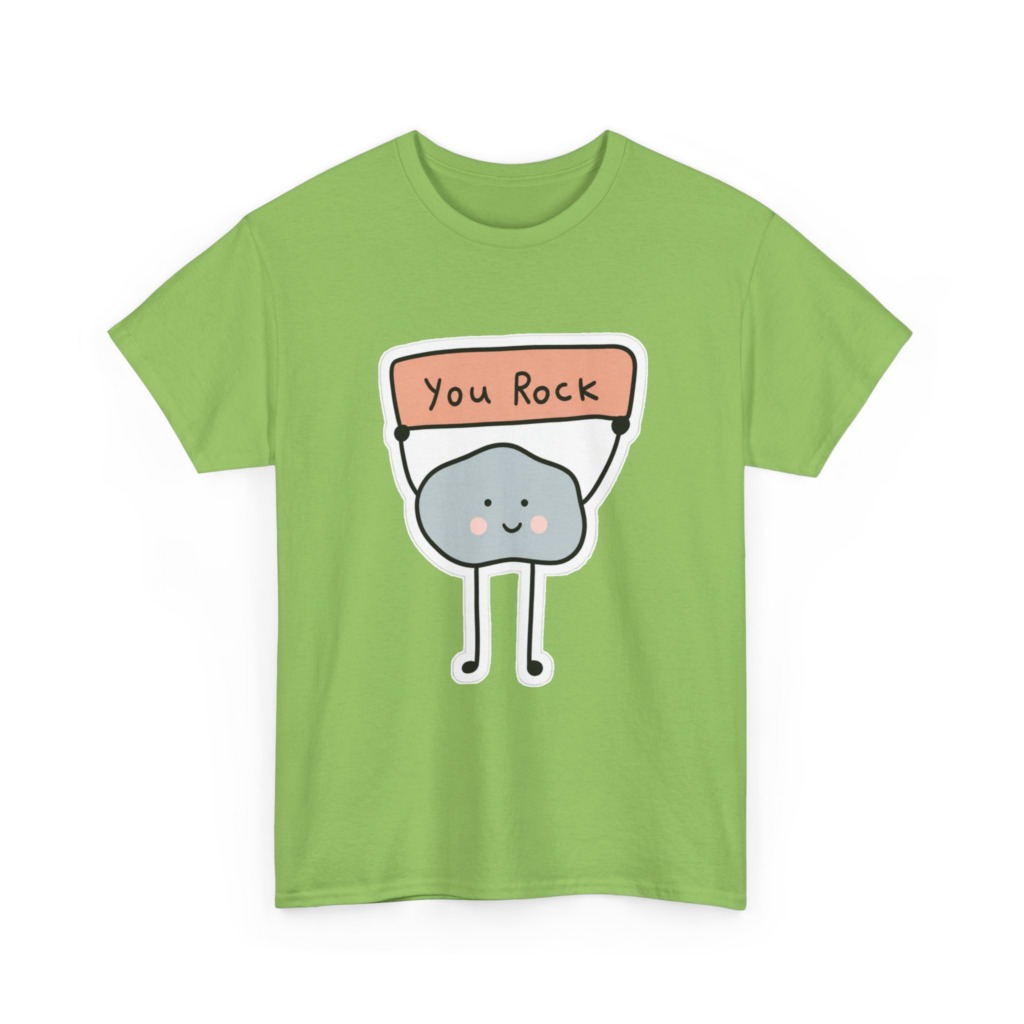 T-Shirt: Cute Rock Holding 'You Rock' Sign
