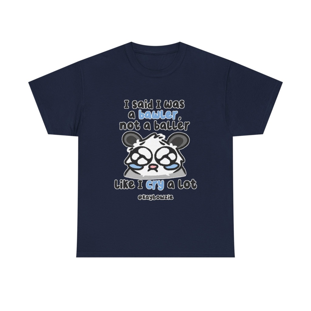 T-Shirt with Crying Animal 'Bawler Not Baller' Graphic