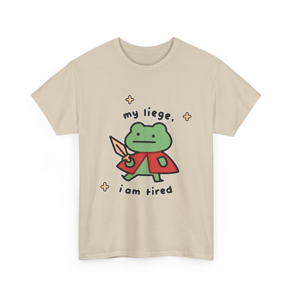 T-Shirt: Tired Frog Knight 'my liege, i am tired' Print