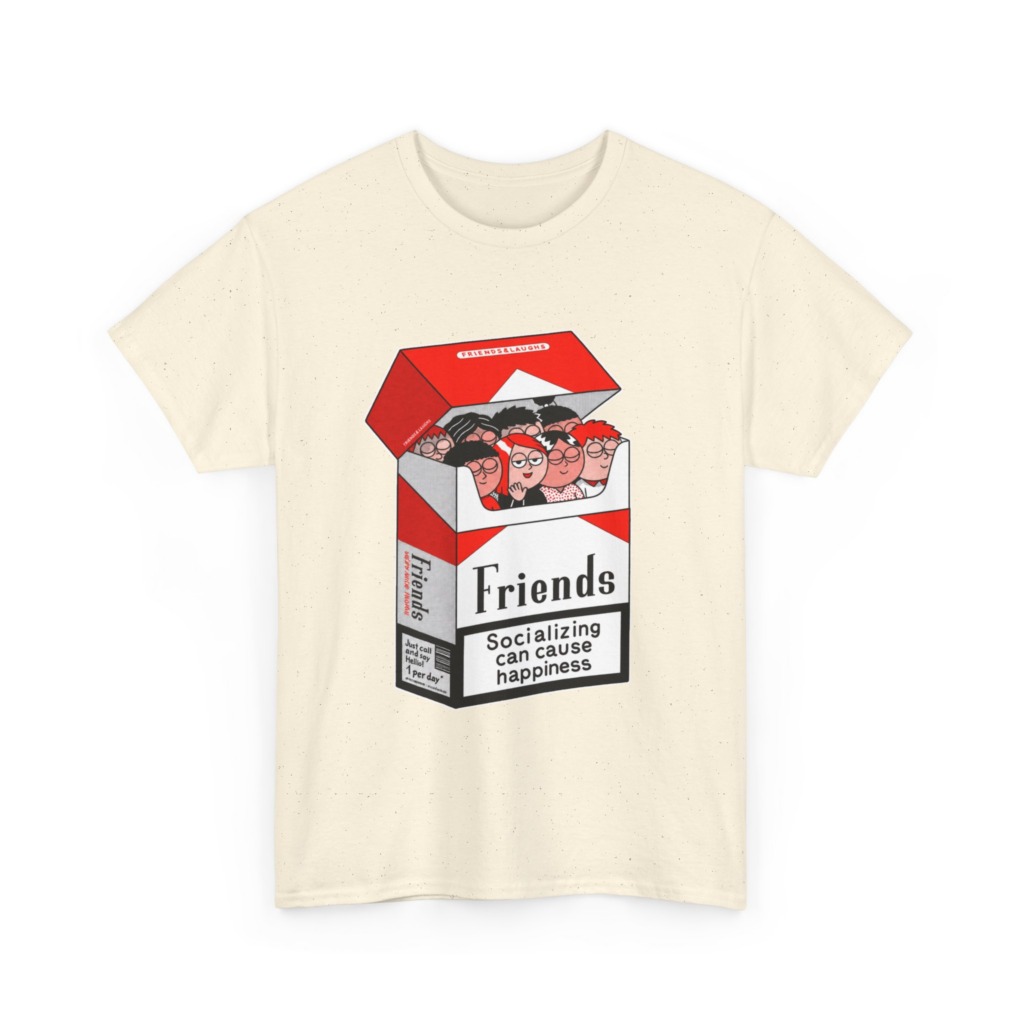 Graphic Tee: Friends Socializing Cigarette Pack