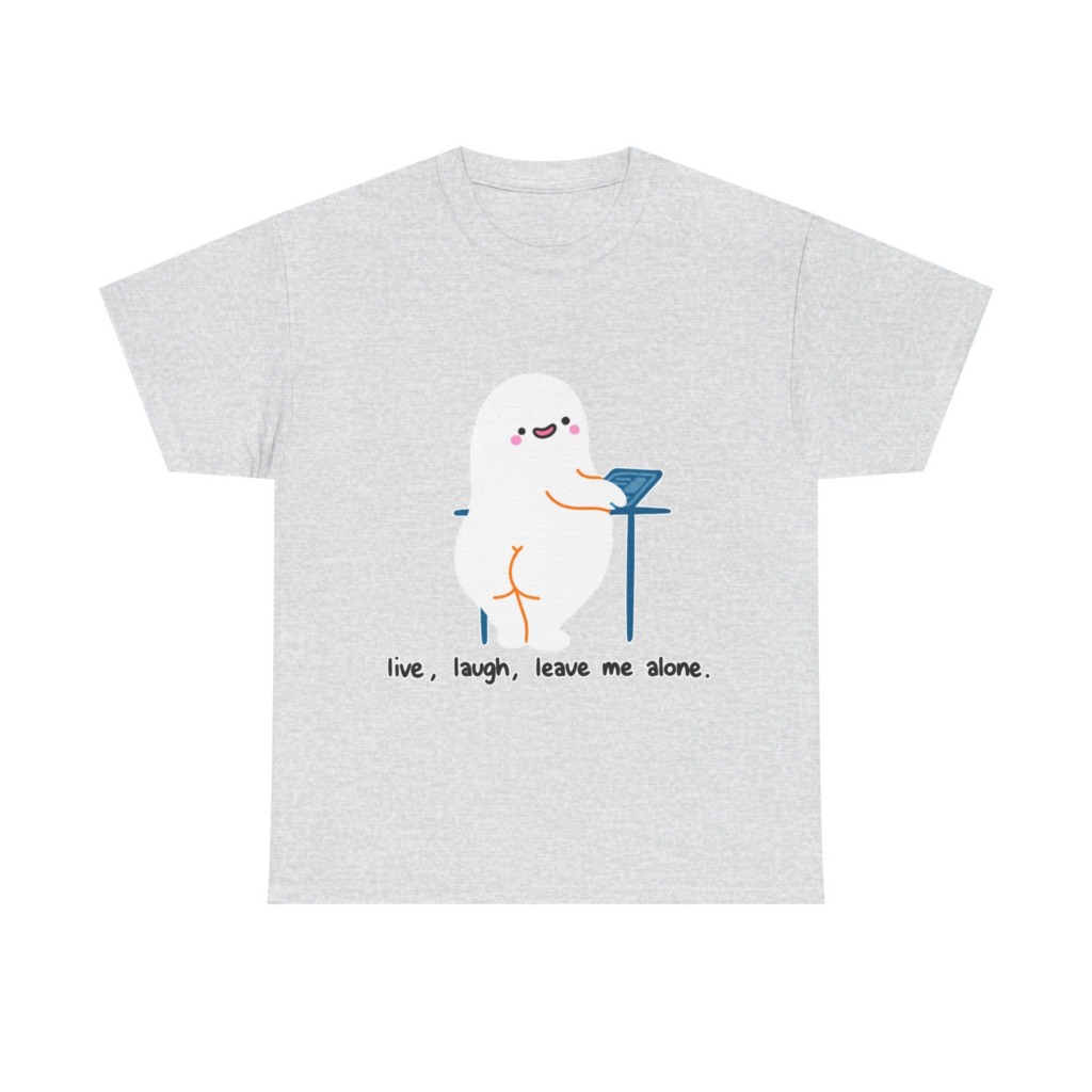 T-Shirt with Live, Laugh, Leave Me Alone Ghost Graphic