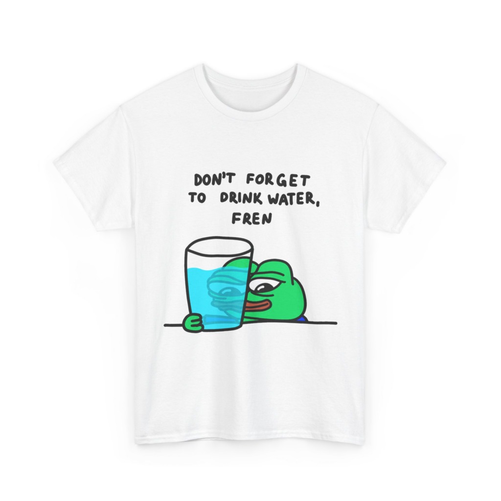 Graphic Tee: Pepe 'Don't Forget Water, Fren' Print