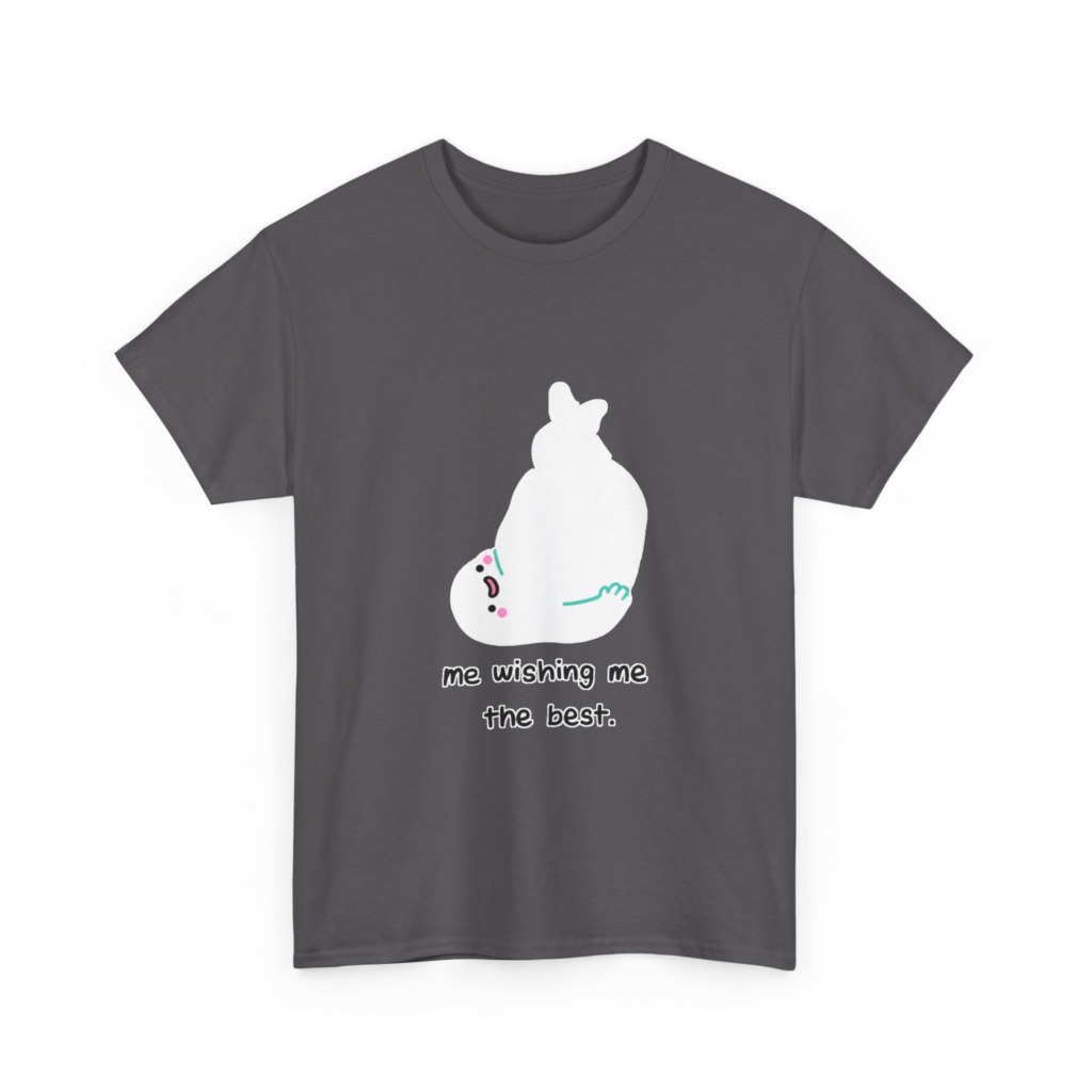 White T-Shirt: 'Wishing Me The Best' Cartoon Ghost Print