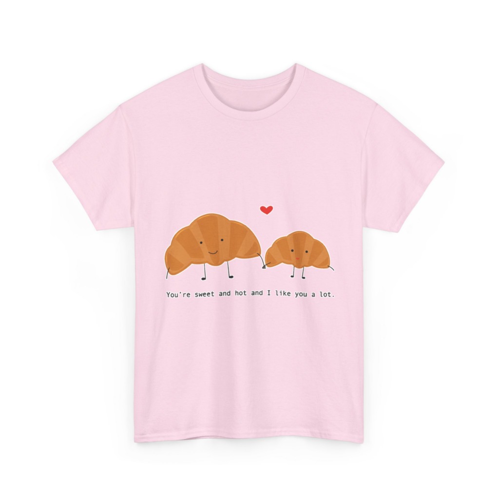 T-Shirt: Croissant Couple 'Sweet & Hot' Graphic Tee
