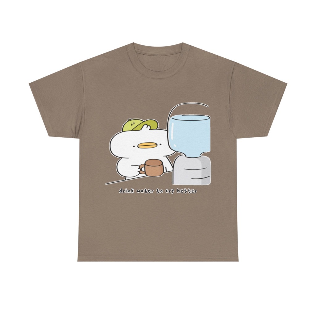 T-Shirt with 'Drink Water to Cry Better' Duck Print