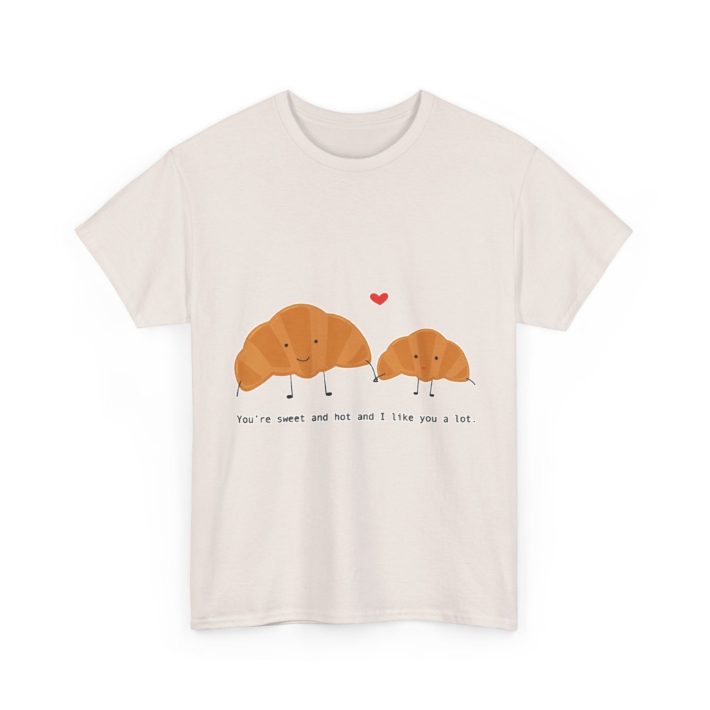 T-Shirt: Croissant Couple 'Sweet & Hot' Graphic Tee