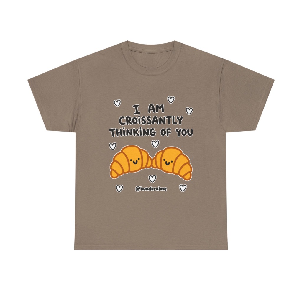 White T-Shirt: Croissantly Thinking Of You Graphic Print