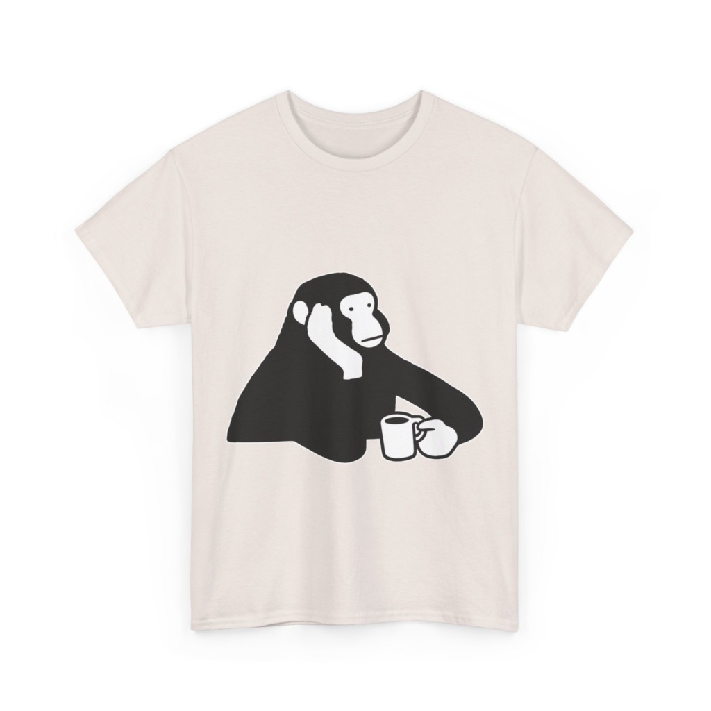 T-Shirt: Chimp with Coffee Mug Graphic