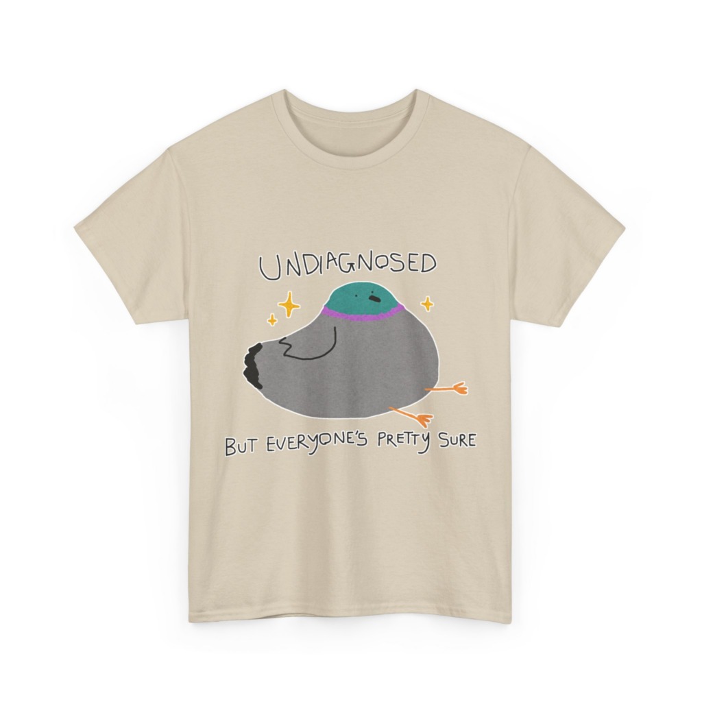 T-Shirt with Pigeon 'Undiagnosed' Graphic