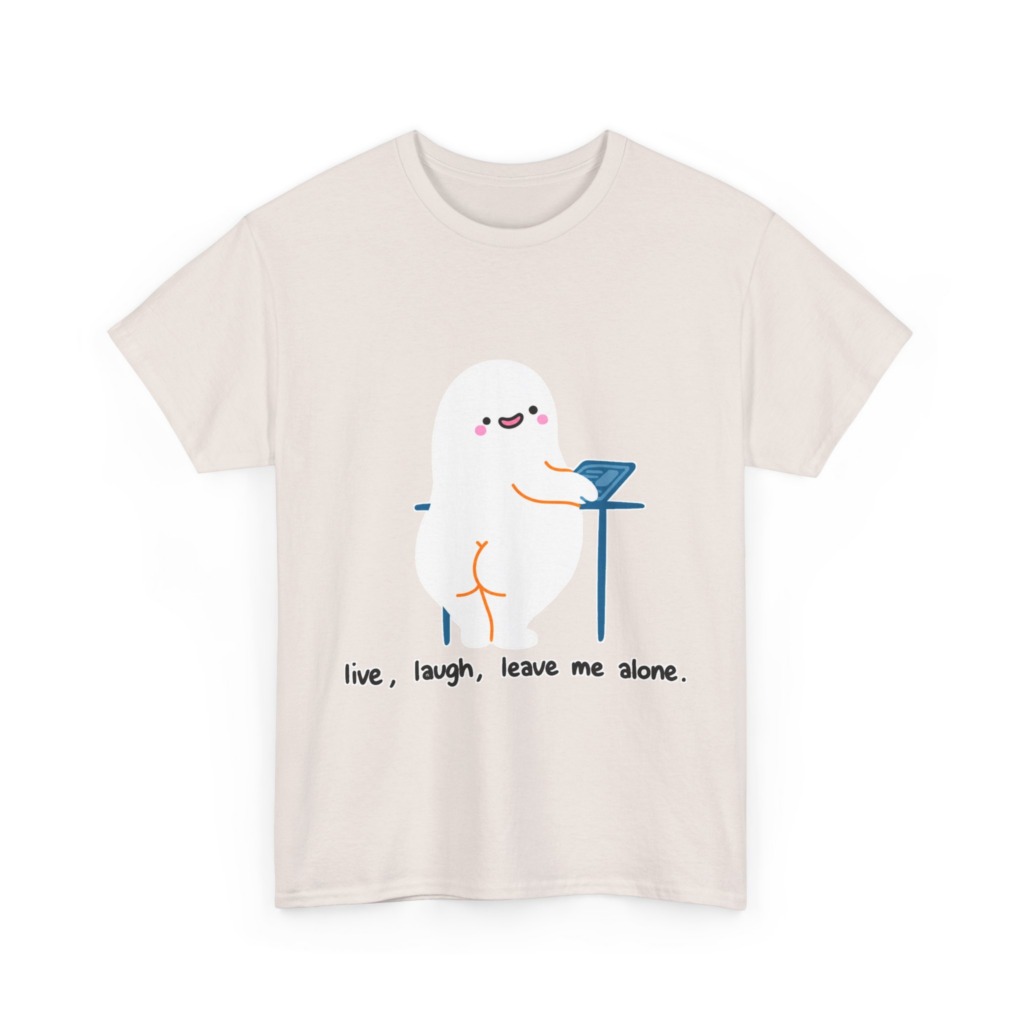 T-Shirt with Live, Laugh, Leave Me Alone Ghost Graphic
