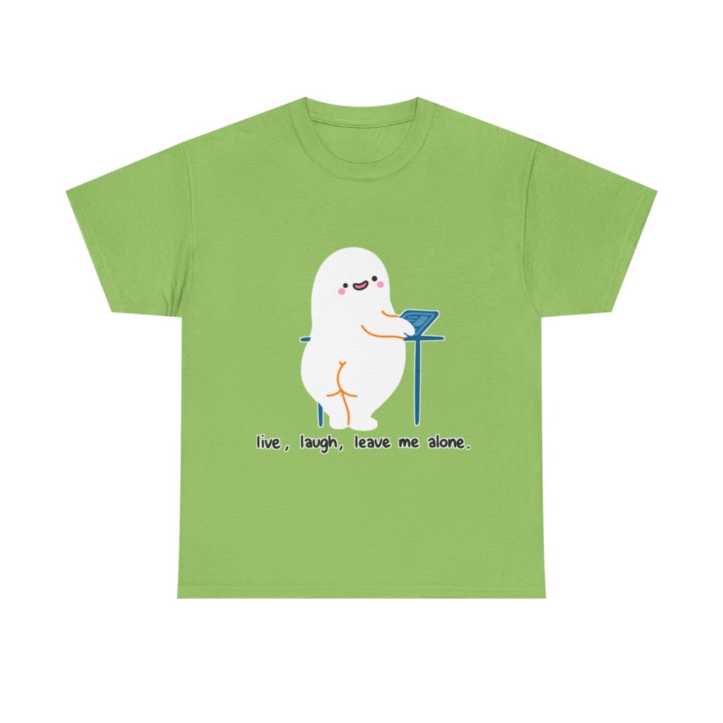 T-Shirt with Live, Laugh, Leave Me Alone Ghost Graphic