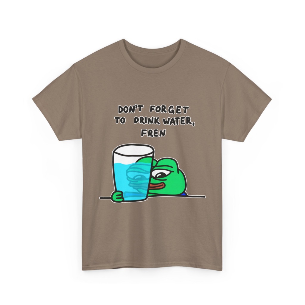 Graphic Tee: Pepe 'Don't Forget Water, Fren' Print