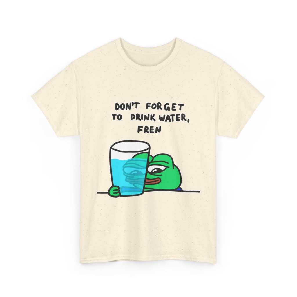 Graphic Tee: Pepe 'Don't Forget Water, Fren' Print